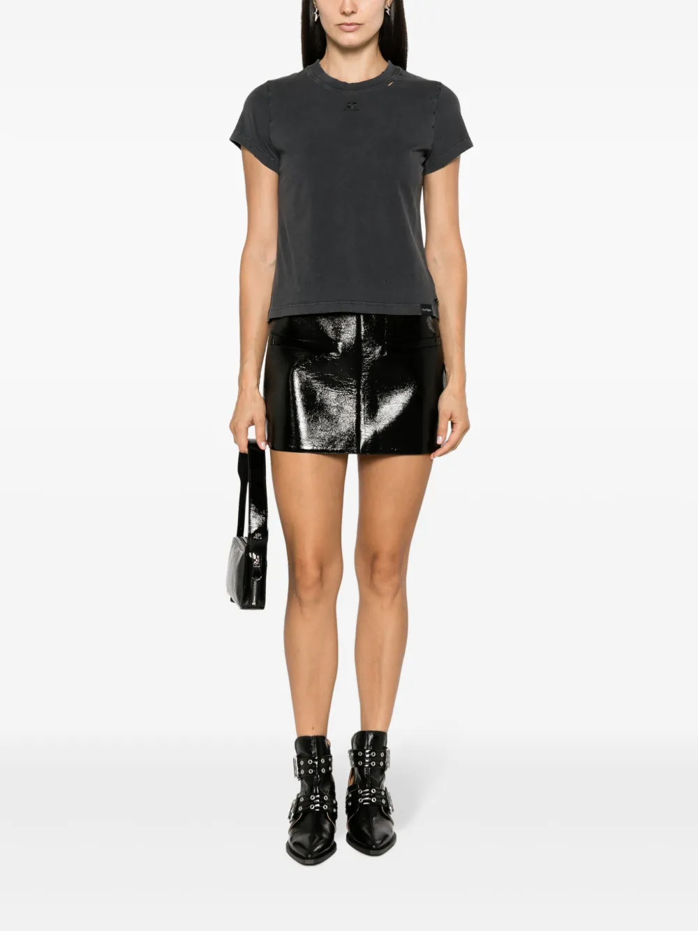 Courrèges AC Destroyed cotton T-shir - Grijs