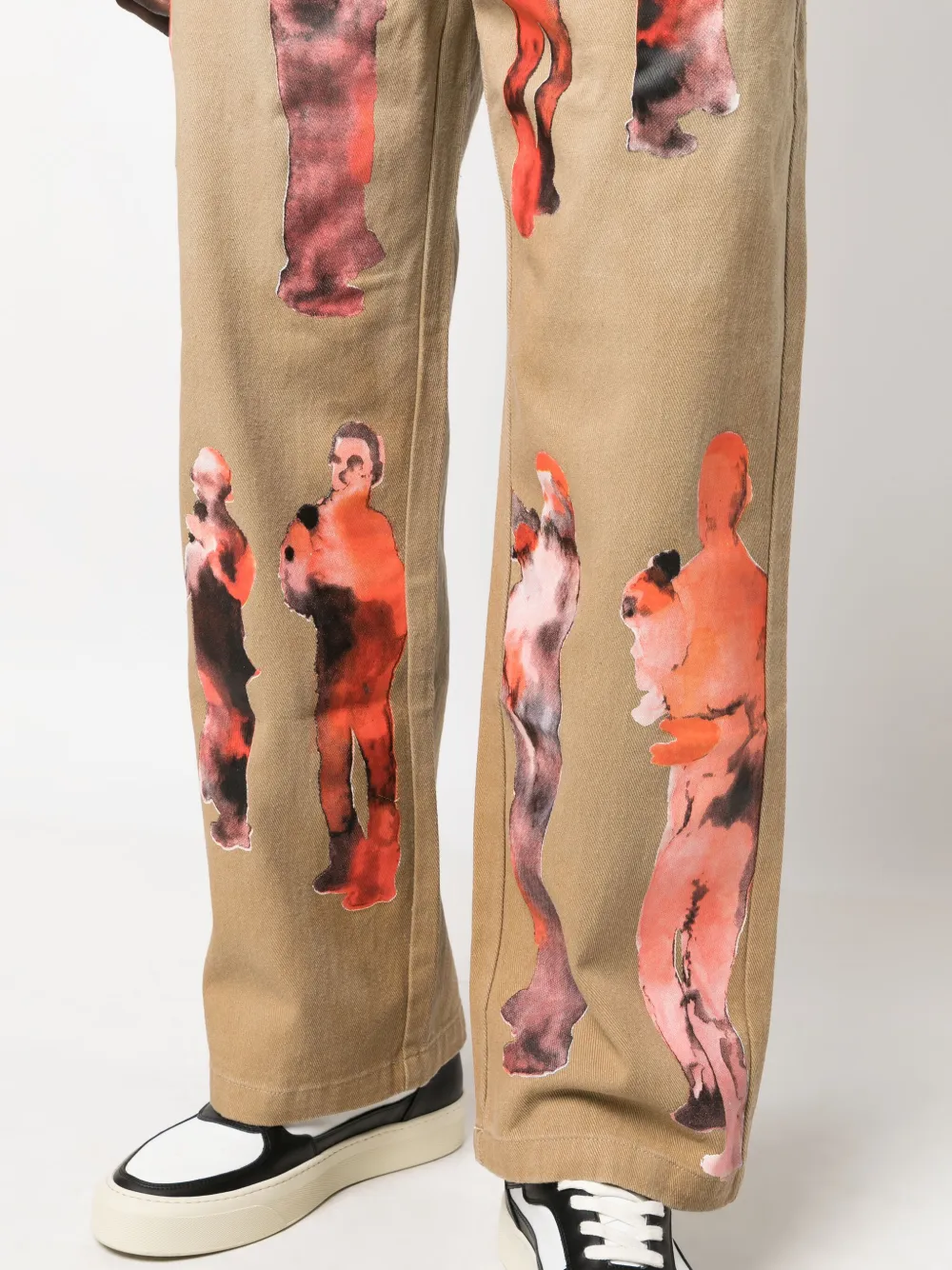 Shop Kidsuper Graphic-print Cotton Straight-leg Jeans In Brown