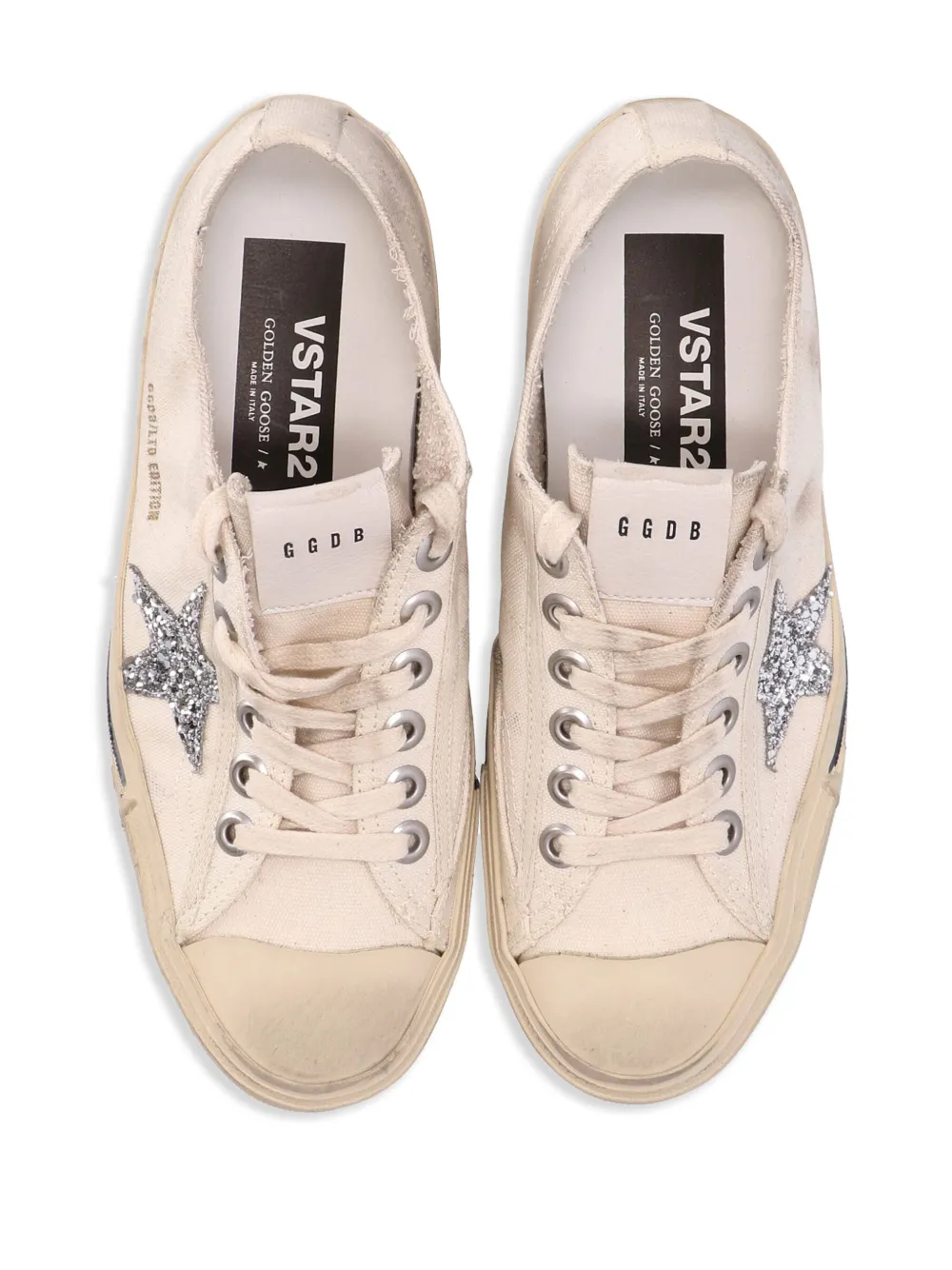 Shop Golden Goose V-star Canvas Sneakers In Neutrals