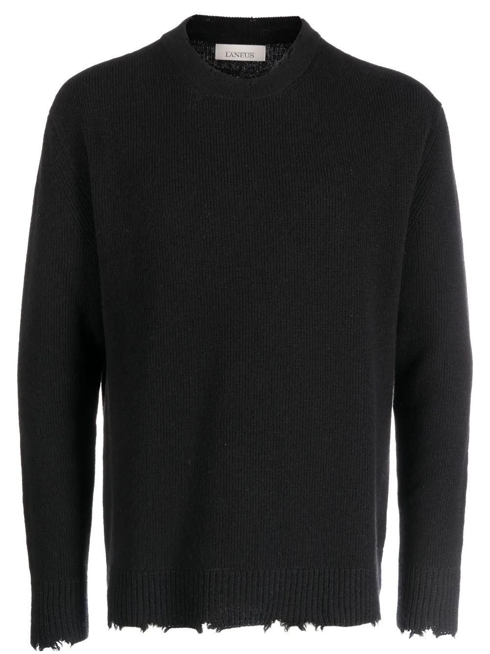 Laneus distressed crew-neck wool jumper - Schwarz