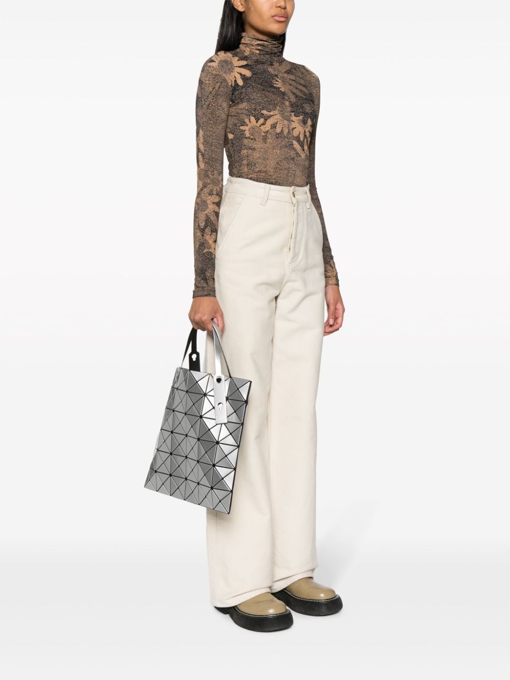 Shop Bao Bao Issey Miyake Lucent Geometric-pattern Shoulder Bag In Silver