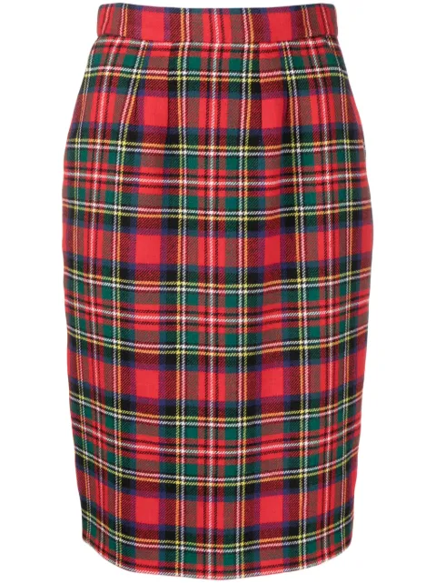 Saint Laurent tartan-check pencil skirt