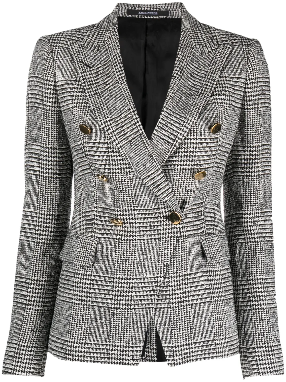 Tagliatore Check-print Double-breasted Blazer In Black