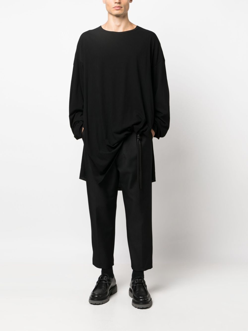 Yohji Yamamoto T-shirt met ronde hals - Zwart