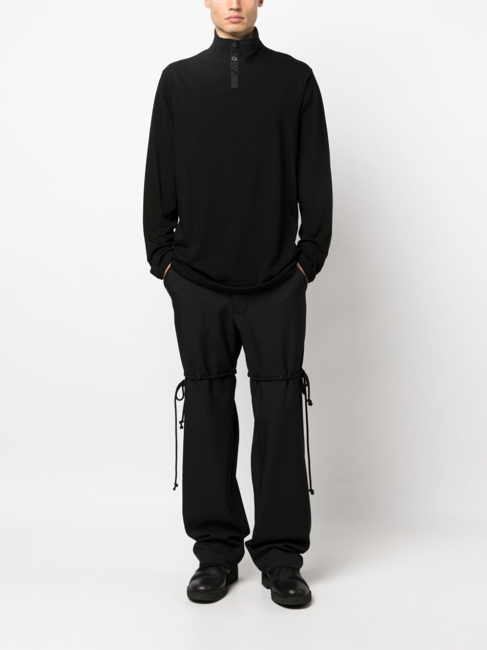 Yohji Yamamoto button-fastening cotton jumper - Zwart