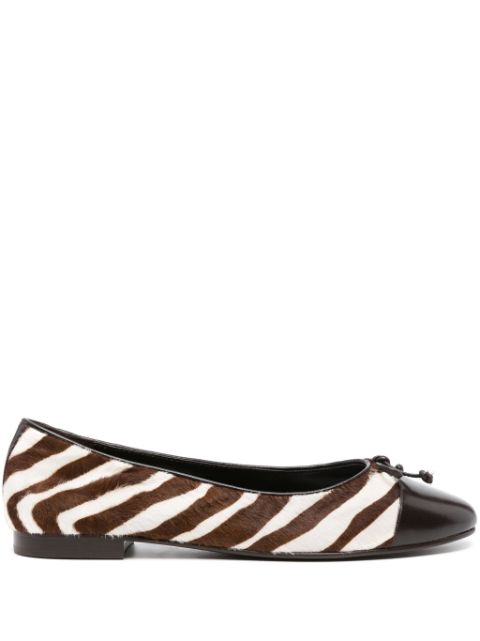 Tory Burch zebra-pattern leather ballerina shoes Women