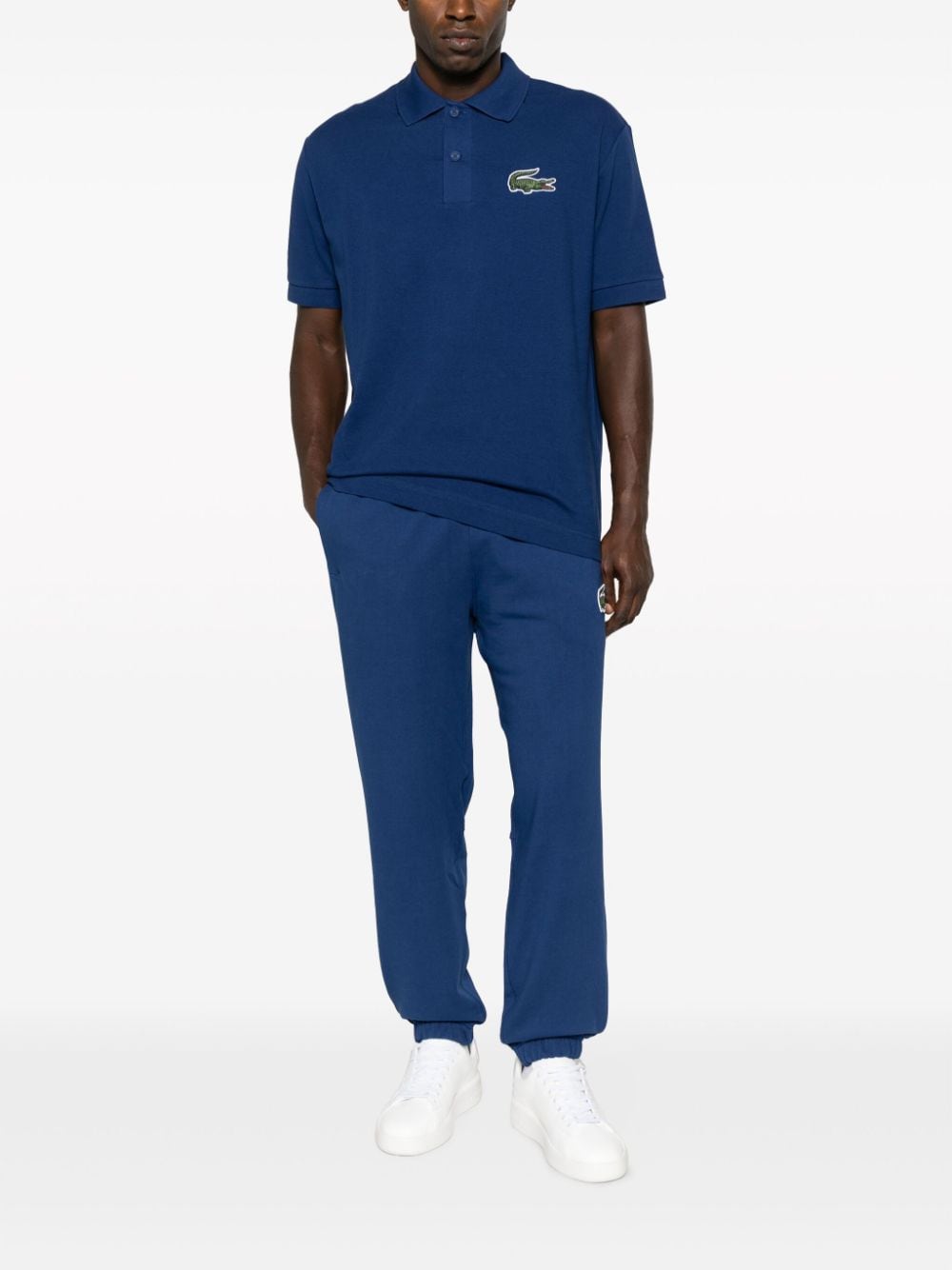Shop Lacoste Logo-patch Organic Cotton Track Trousers In Blue