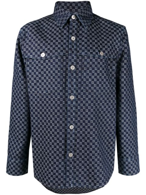 Balmain monogram-jacquard denim shirt Men