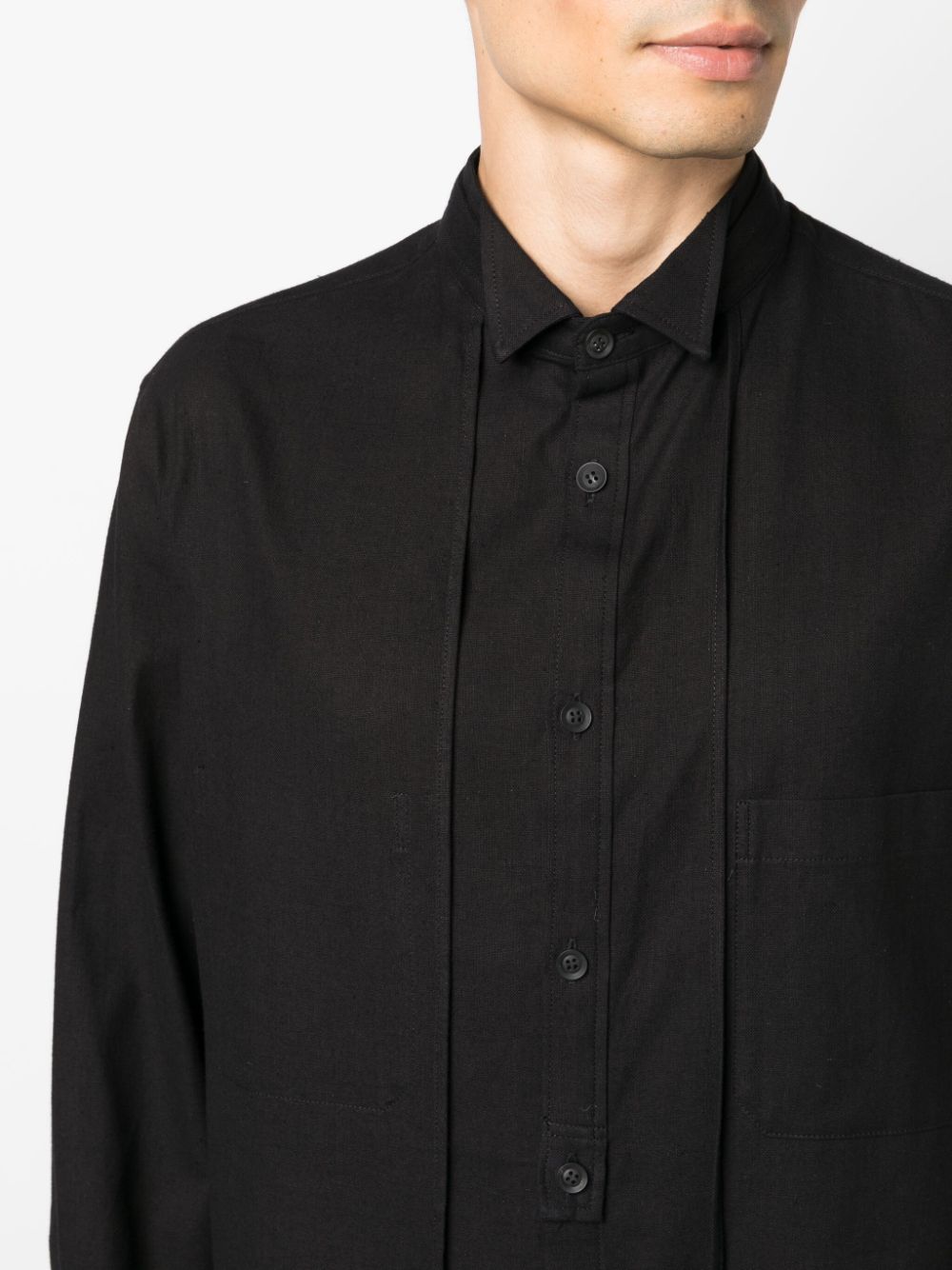 Shop Yohji Yamamoto Spread-collar Cotton Shirt In Black