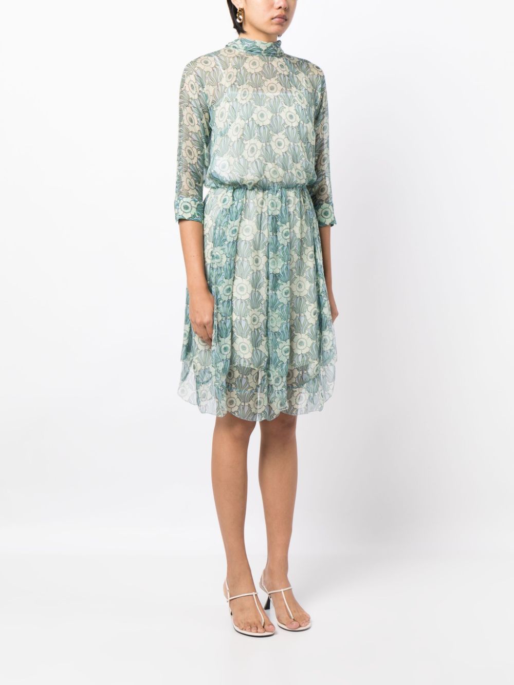 Pre-owned Prada Floral-print Semi-sheer Dress In Multicolour