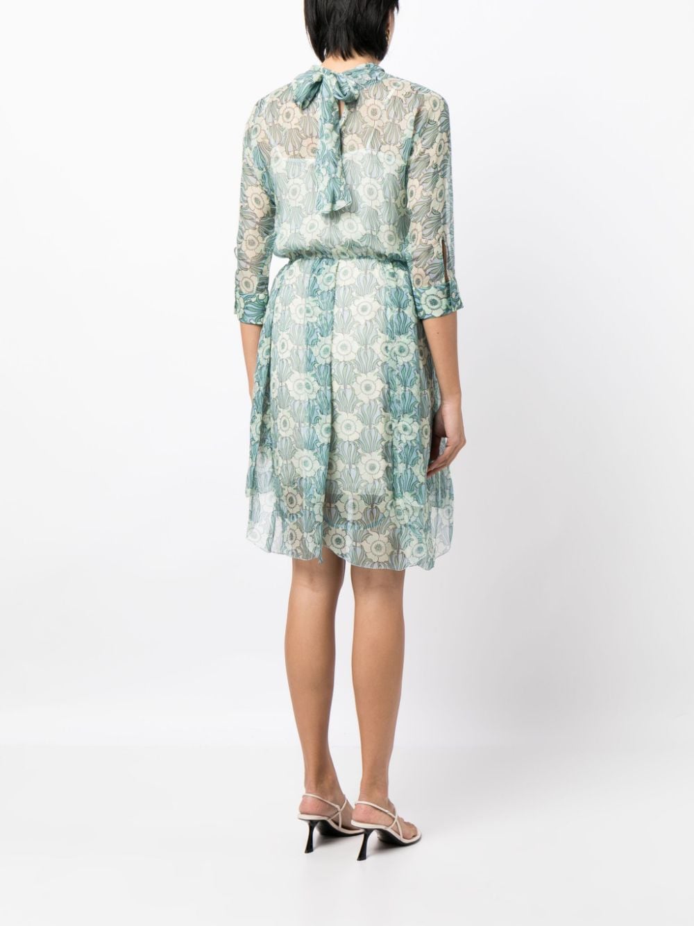 Pre-owned Prada Floral-print Semi-sheer Dress In Multicolour