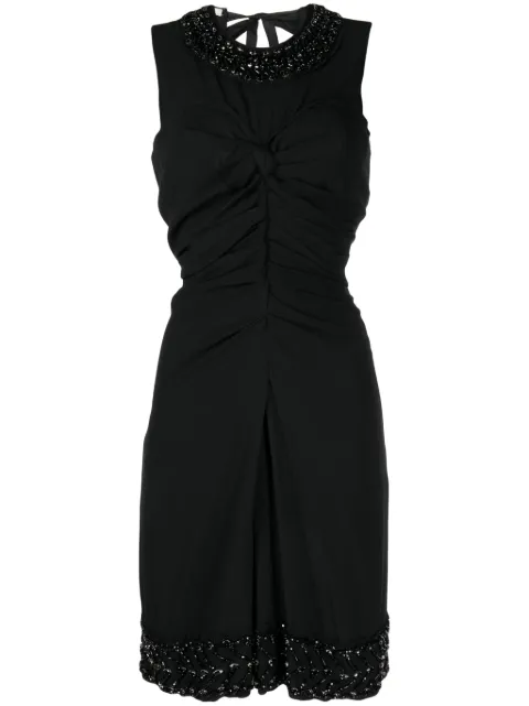 Prada Pre-Owned beaded ruched sleeveless dress