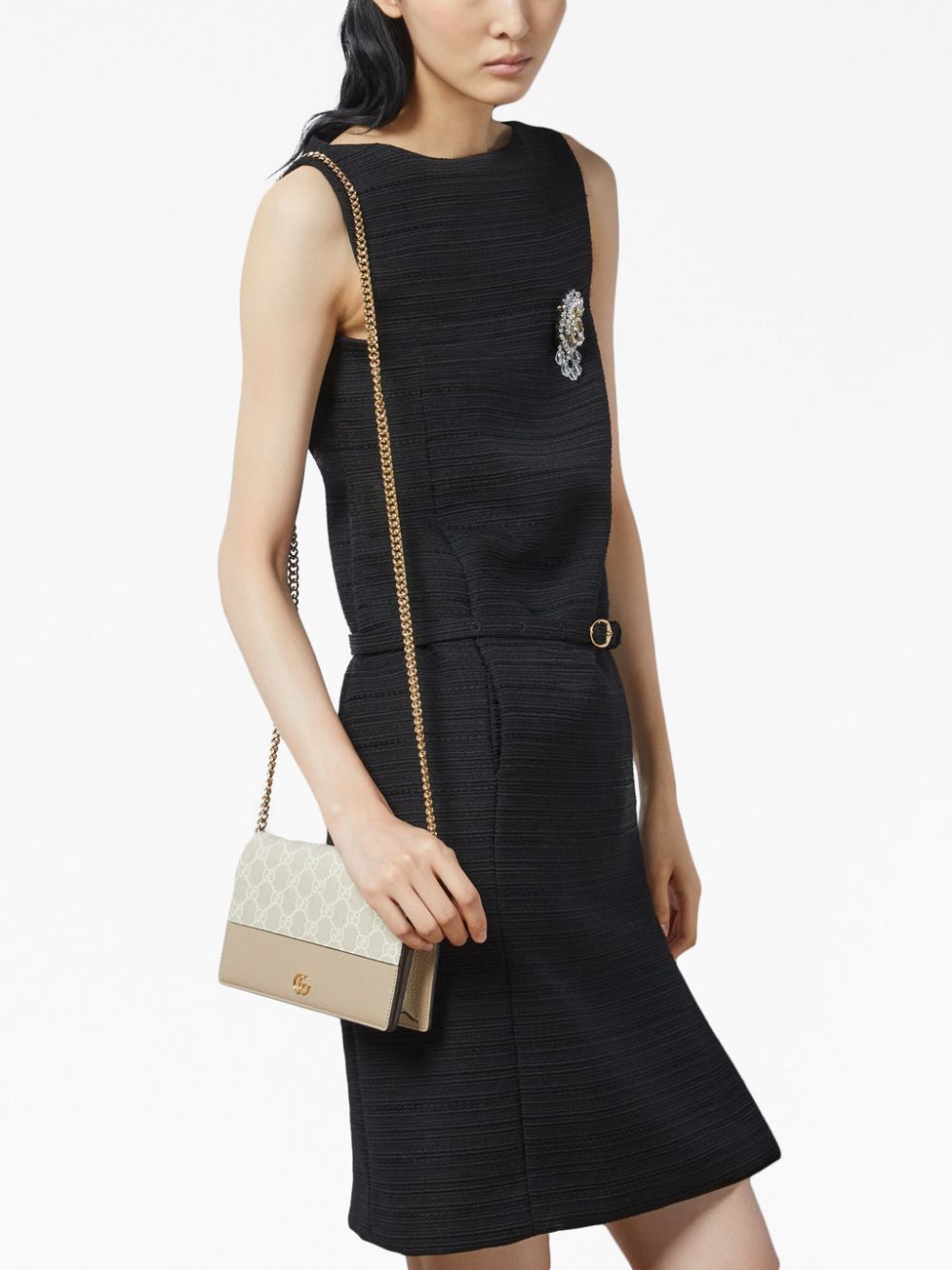Shop Gucci Mini Gg Marmont Crossbody Bag In Neutrals