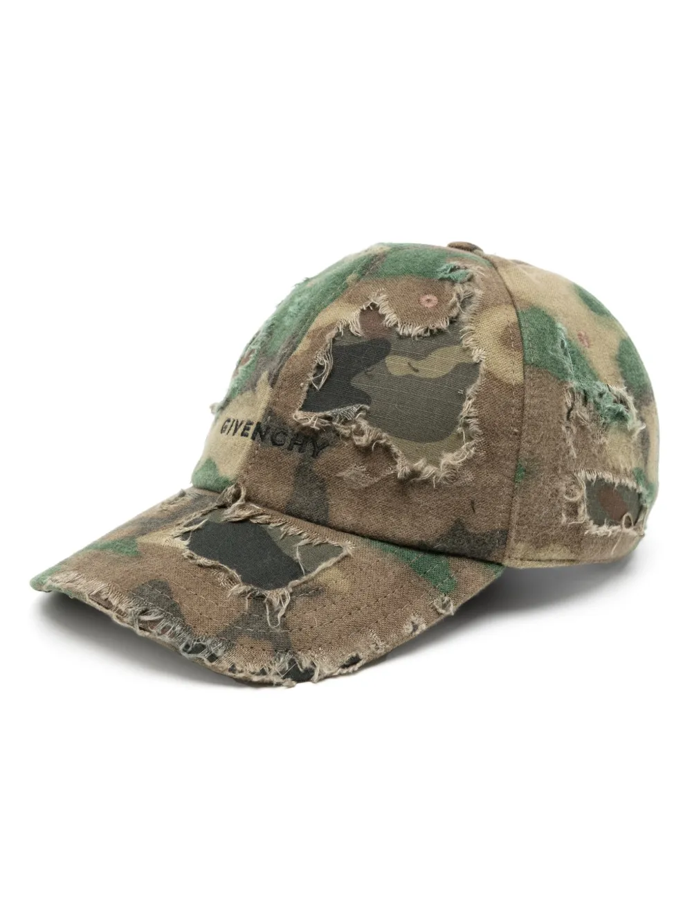 Givenchy logo-embroidered Camouflage Distressed Cap