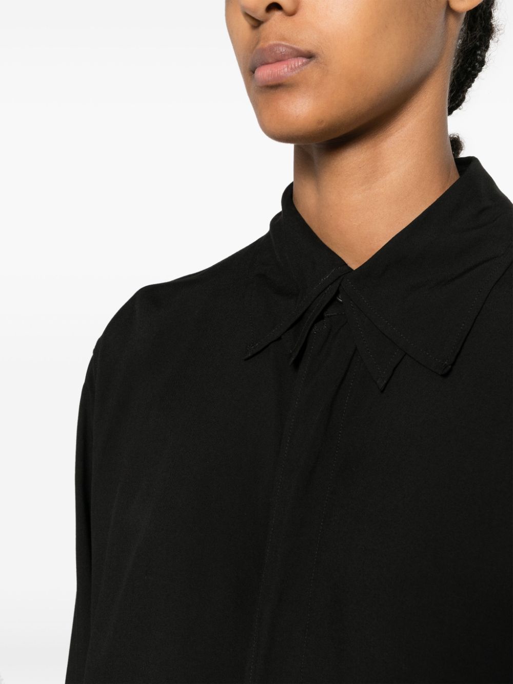 Shop Yohji Yamamoto Layered Long-sleeve Shirtdress In Schwarz