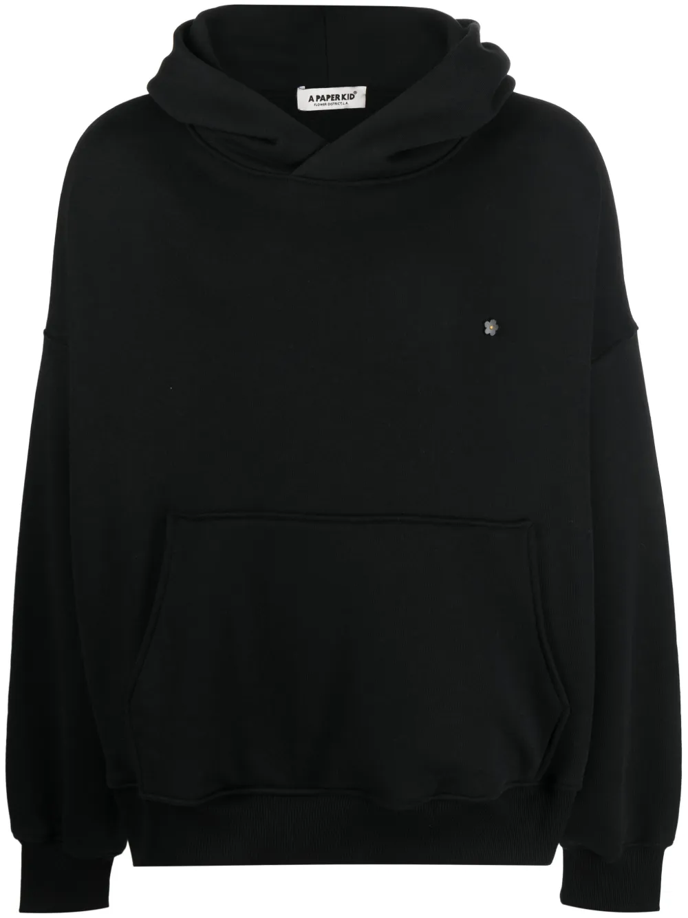 Shop A Paper Kid Logo-embroidered Cotton Hoodie In Black