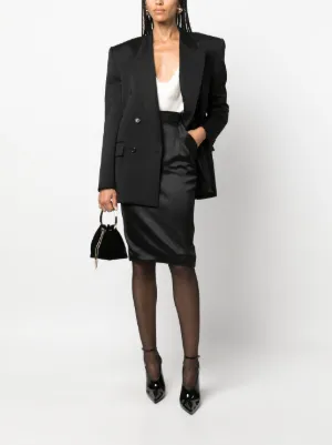 サンローラン シルクペンシルスカート ブラック Saint Laurent（サンローラン）ウィメンズ ペンシルスカート