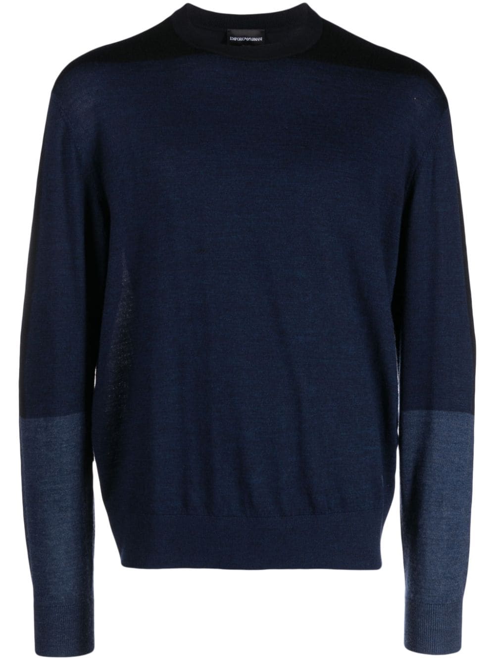 Emporio Armani Official Store Colour-block Intarsia Virgin-wool Jumper In Navy Blue