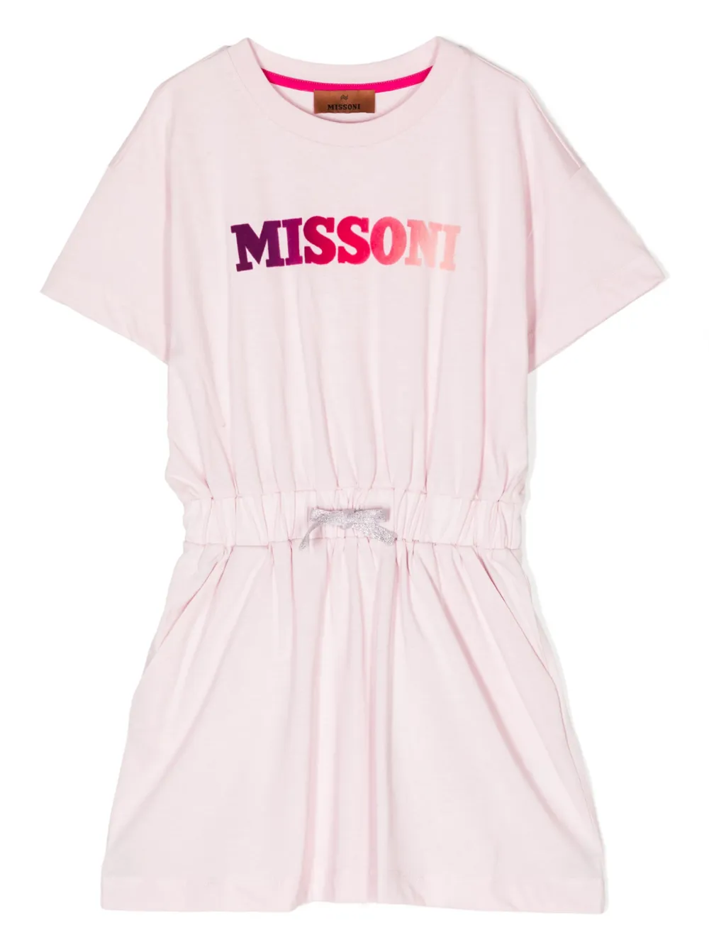 Missoni Kids logo-print cotton dress - Rosa