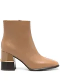 Tory Burch Double T 75mm leather ankle boots - Neutrals