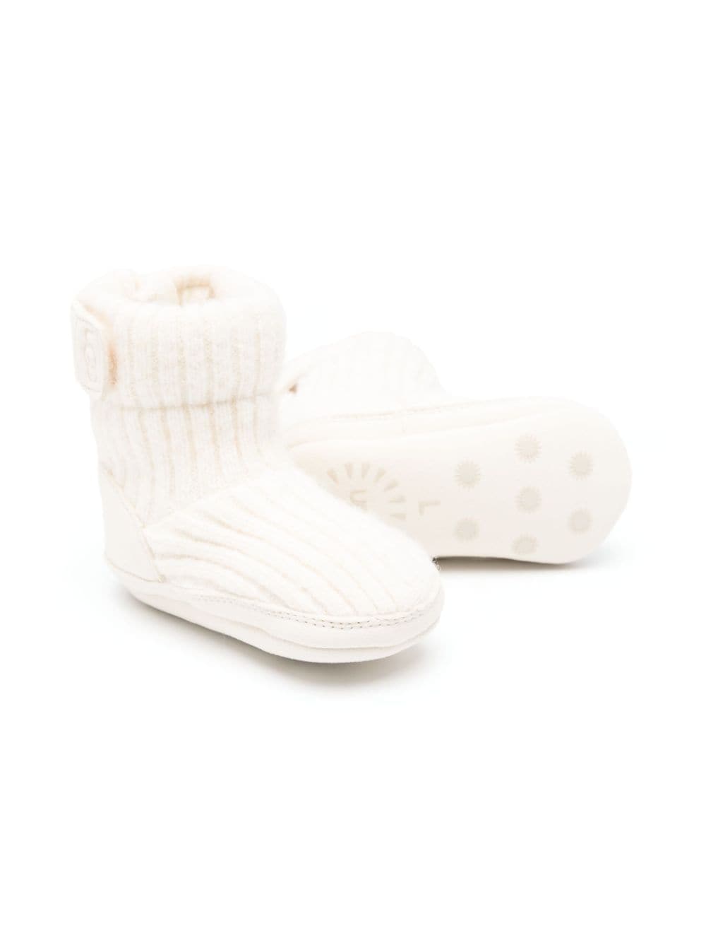 UGG Kids logo-debossed ribbed-knit boots - Beige