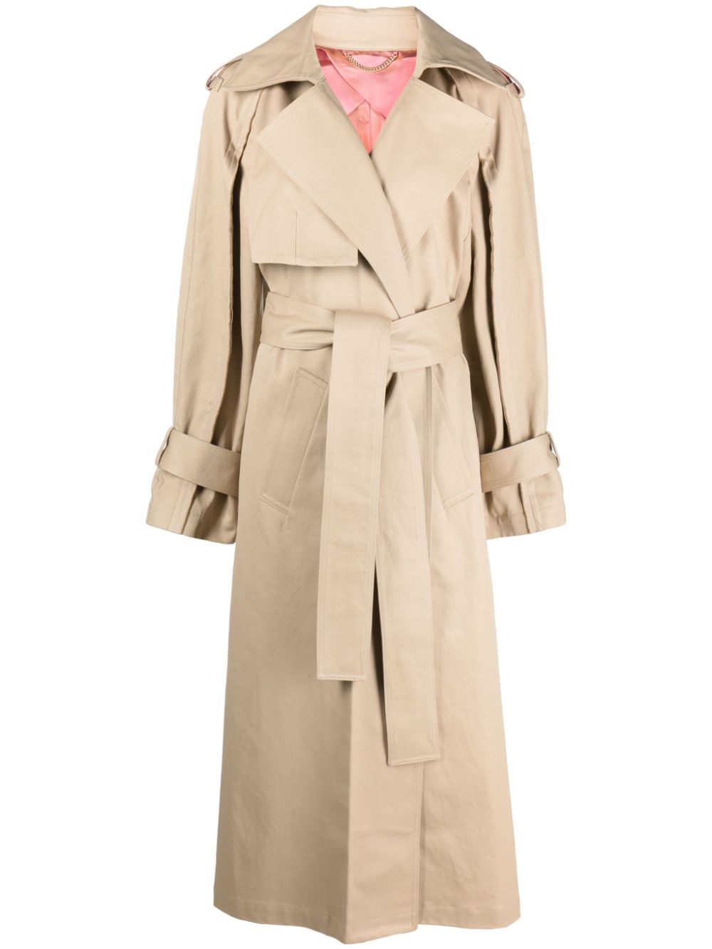 Victoria Beckham Pleat-detail Fluid Trench Coat In Nude | ModeSens