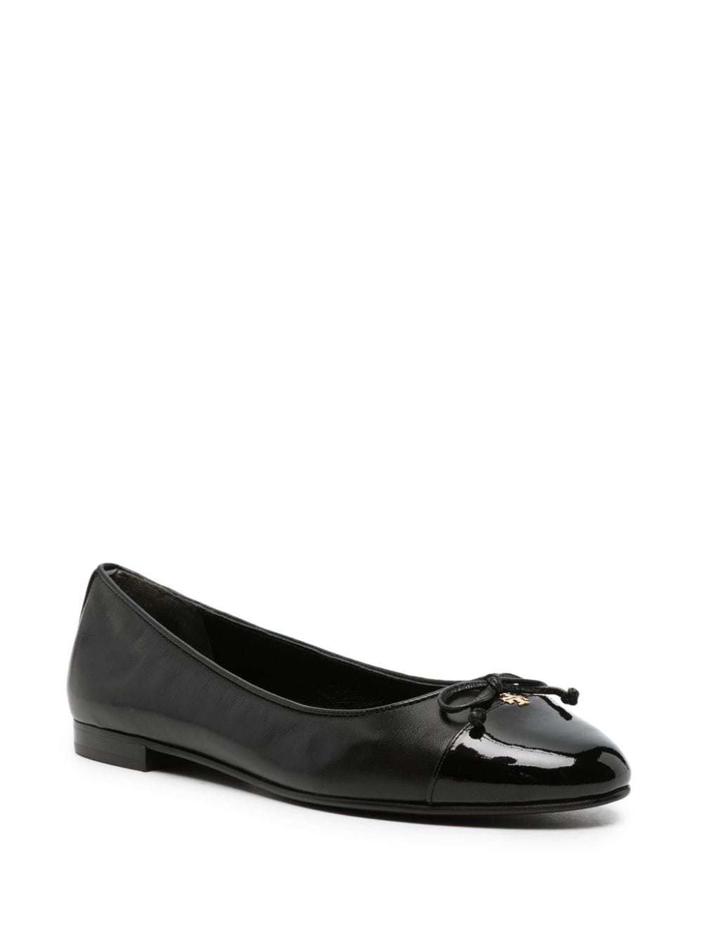 Tory Burch bow-detailing leather ballerina shoes - Zwart