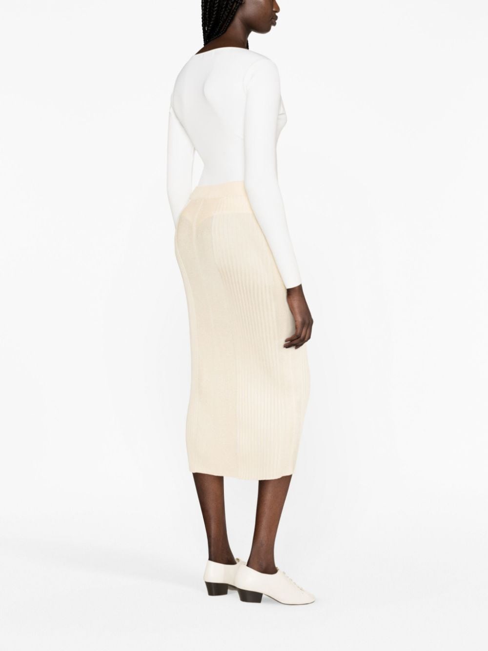 Jil Sander Ribgebreide midi-rok Beige