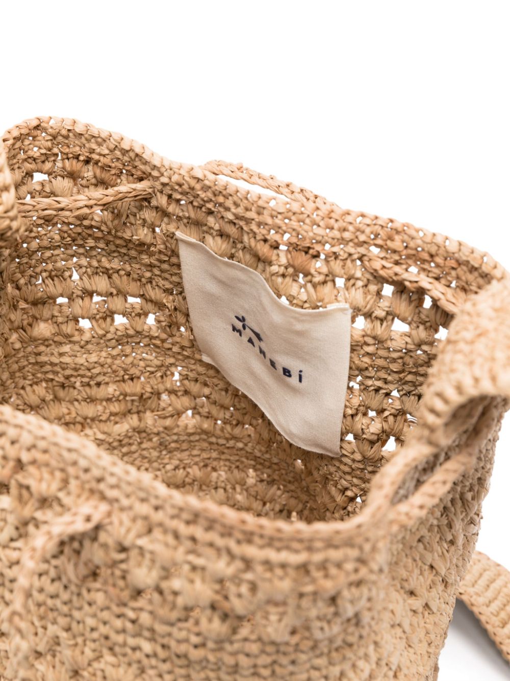 Shop Manebi Interwoven Drawstring Bucket Bag In Nude