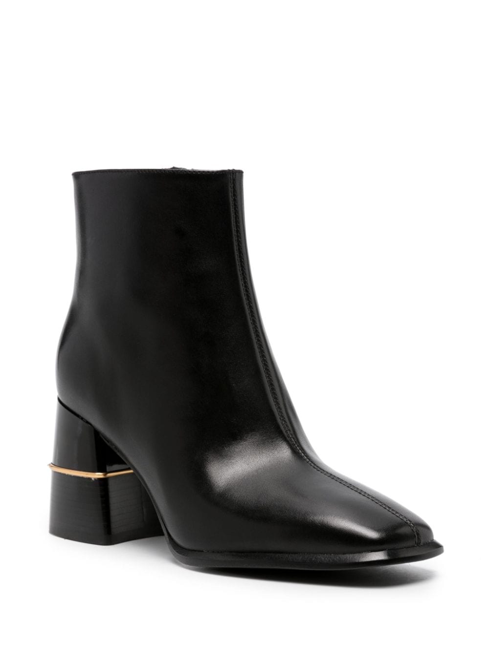 Tory Burch 80mm Double T-detail leather ankle boots - Zwart
