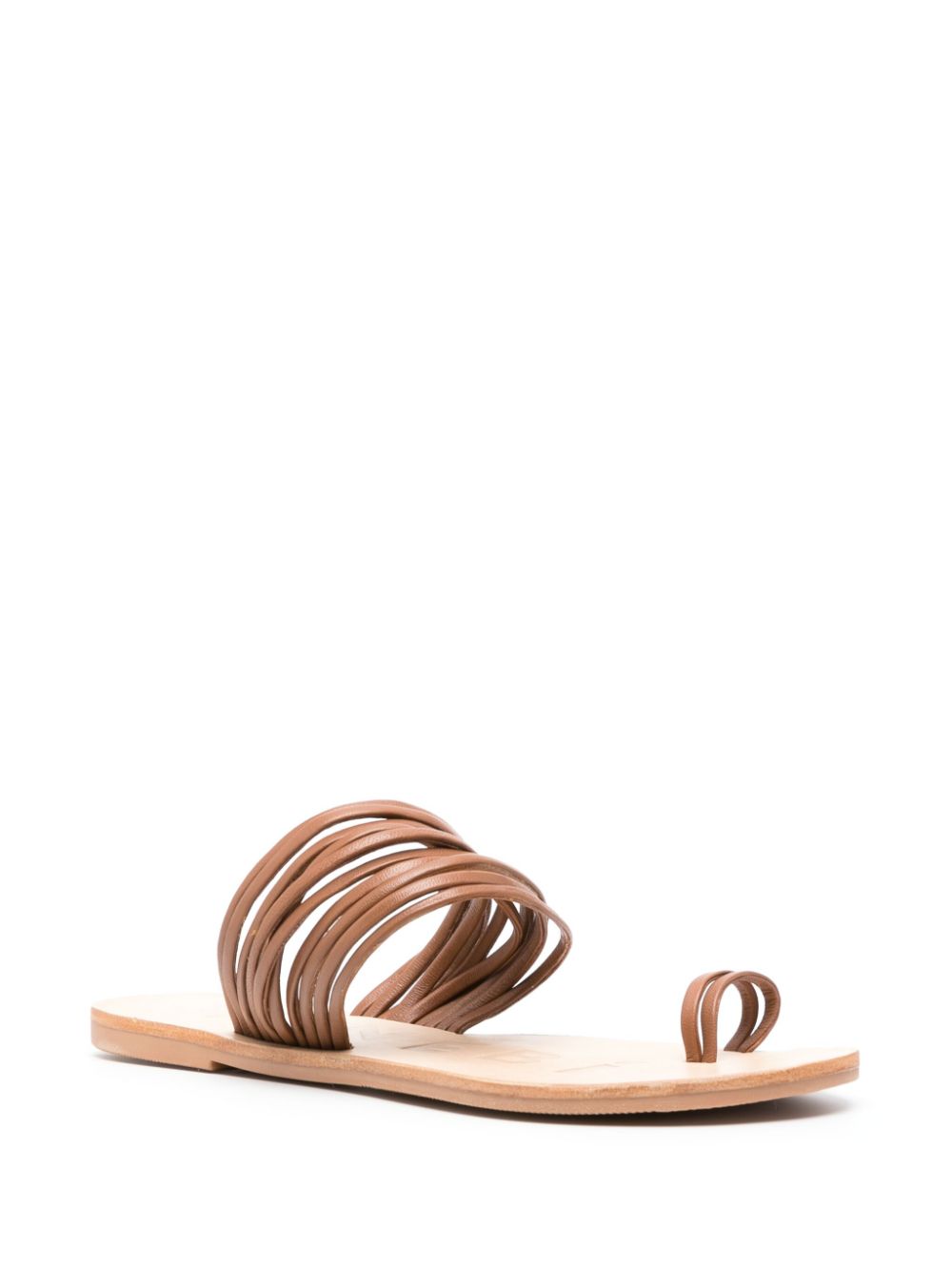 Manebi leather flat sandals - Bruin
