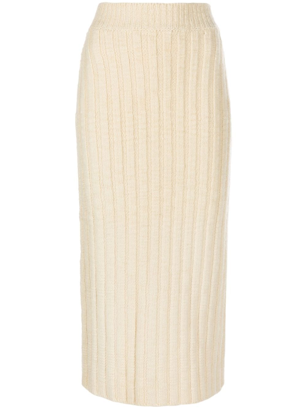 ribbed-knit wool midi skirt