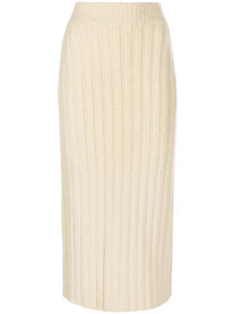 Jil Sander falda midi tejida de canalé