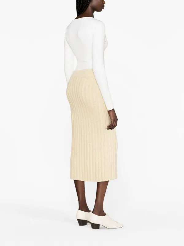 Jil Sander ribbed knit Wool Midi Skirt Farfetch