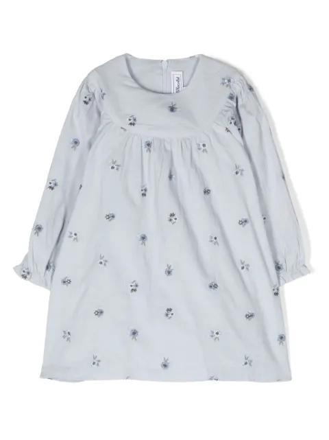 Tartine Et Chocolat floral-embroidered corduroy midi dress