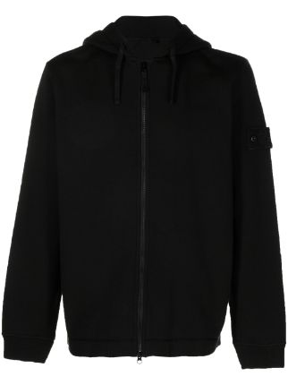 Stone island badge zip hooded outlet sweatshirt