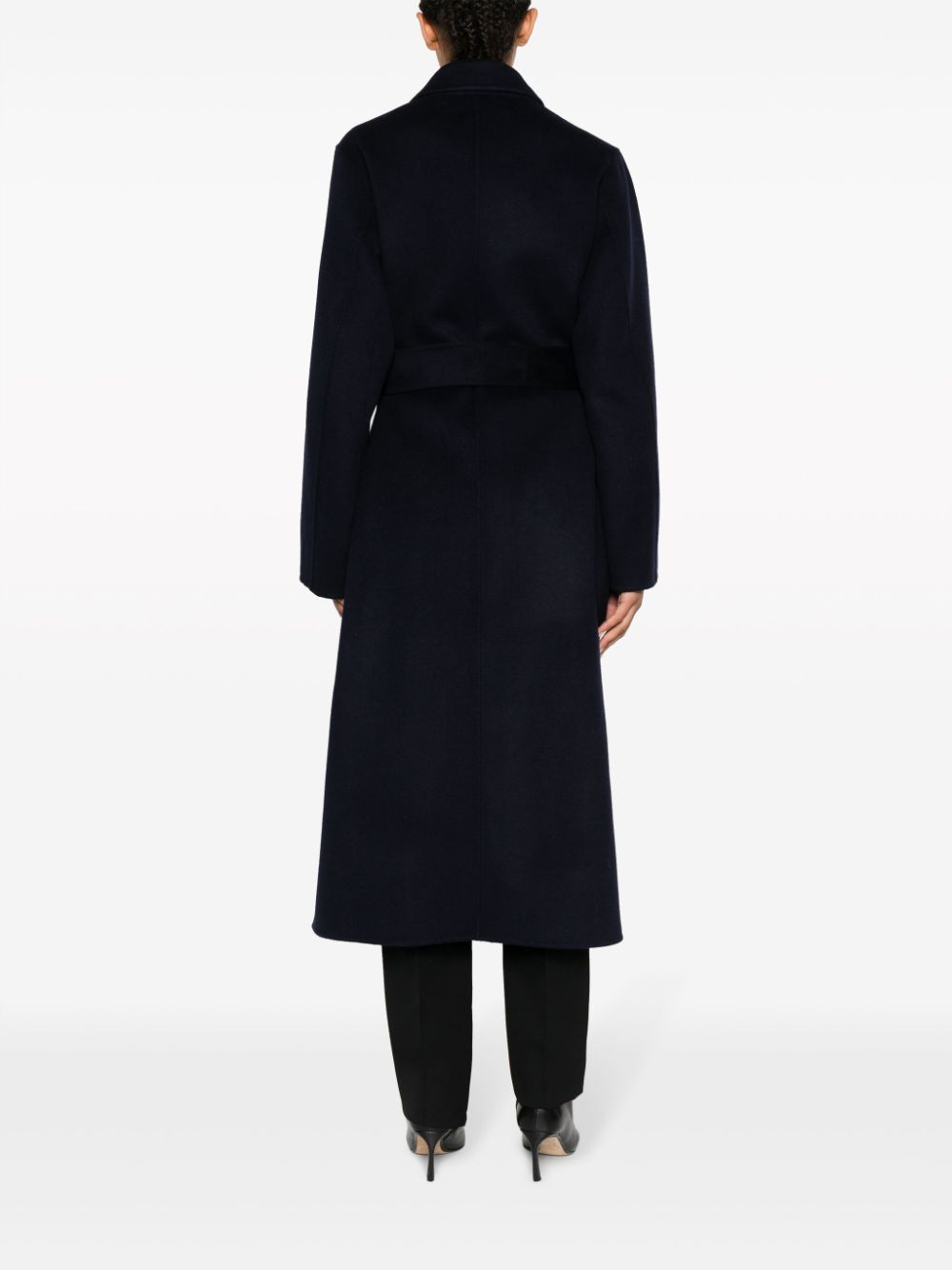 Shop Ivy & Oak Celia Belted-waist Wool Coat In 蓝色