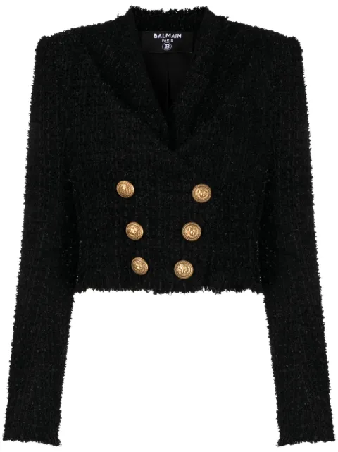 Balmain double-breasted cropped tweed jacket
