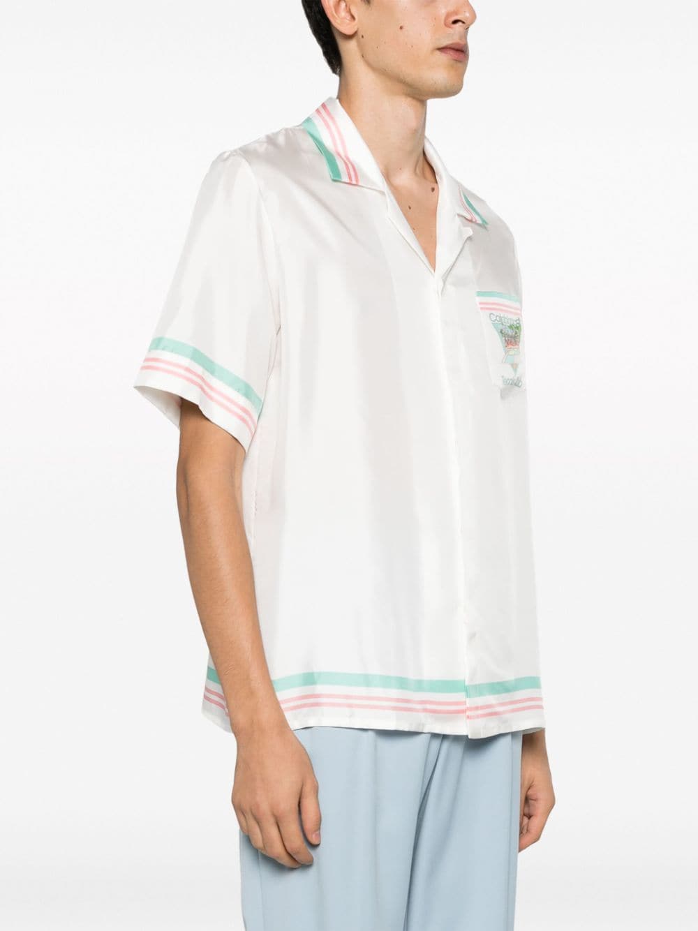 Shop Casablanca Tennis Club Icon Silk Shirt In White