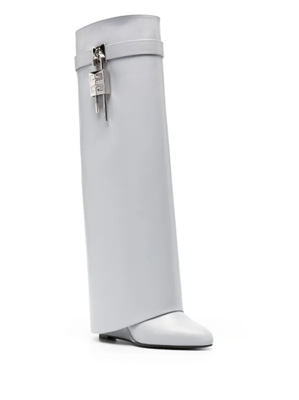 Givenchy Shark Lock 85mm Leather Boots | Grey | FARFETCH