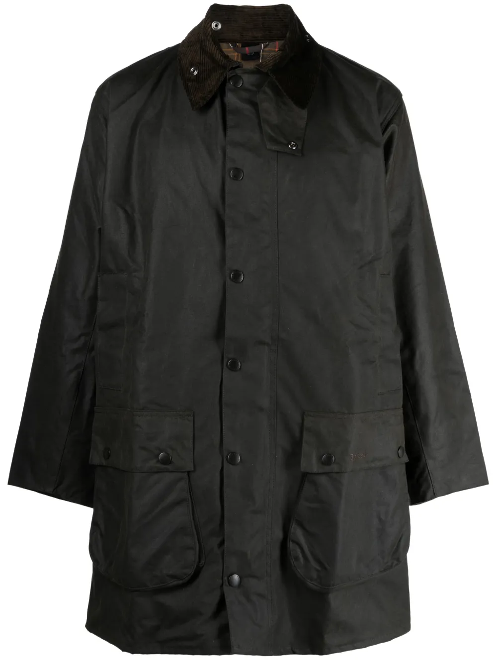 BARBOUR LOGO-EMBROIDERED COTTON COAT