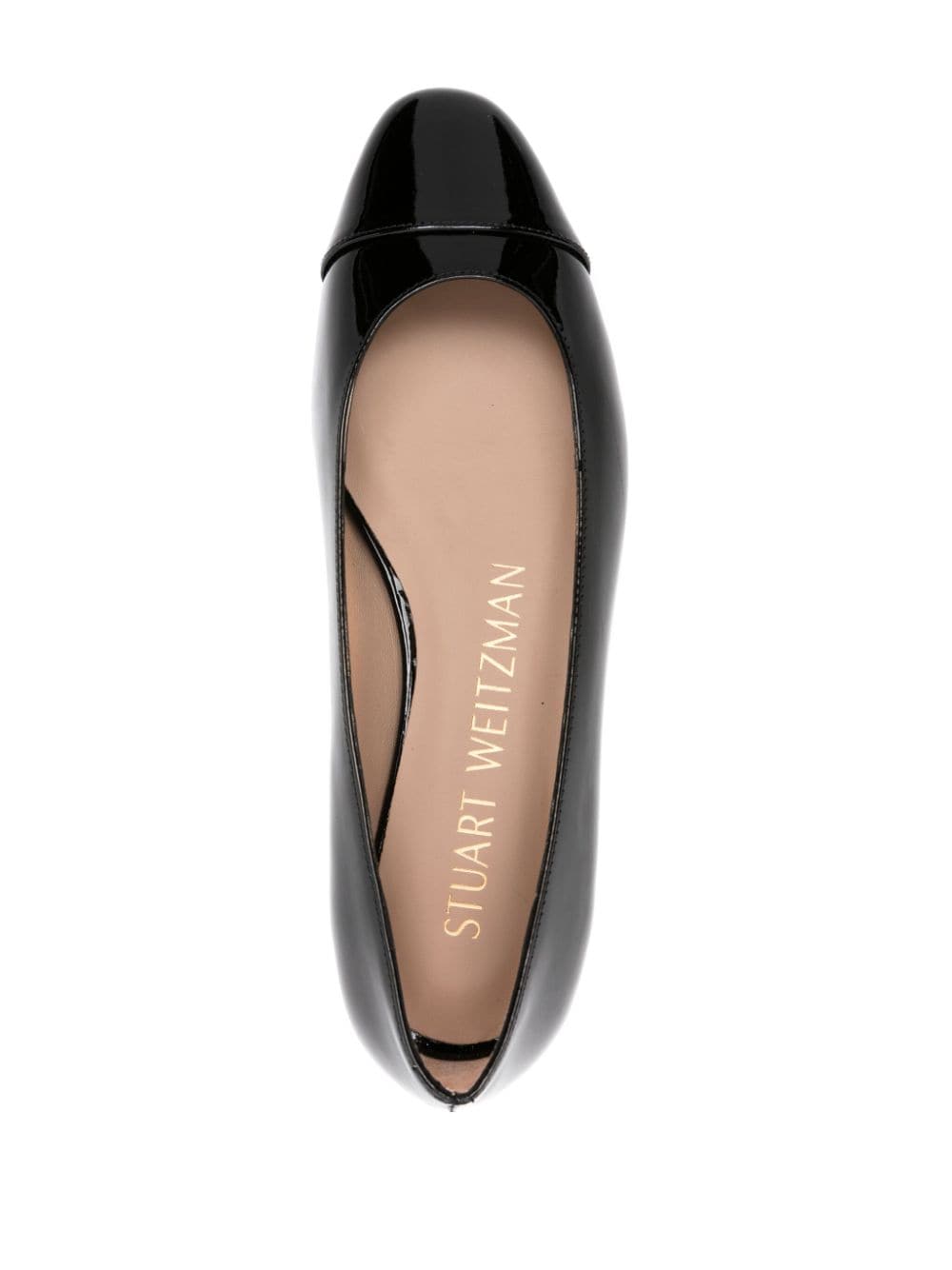 Shop Stuart Weitzman Pearl-embellished Patent Ballerina Shoes In Schwarz