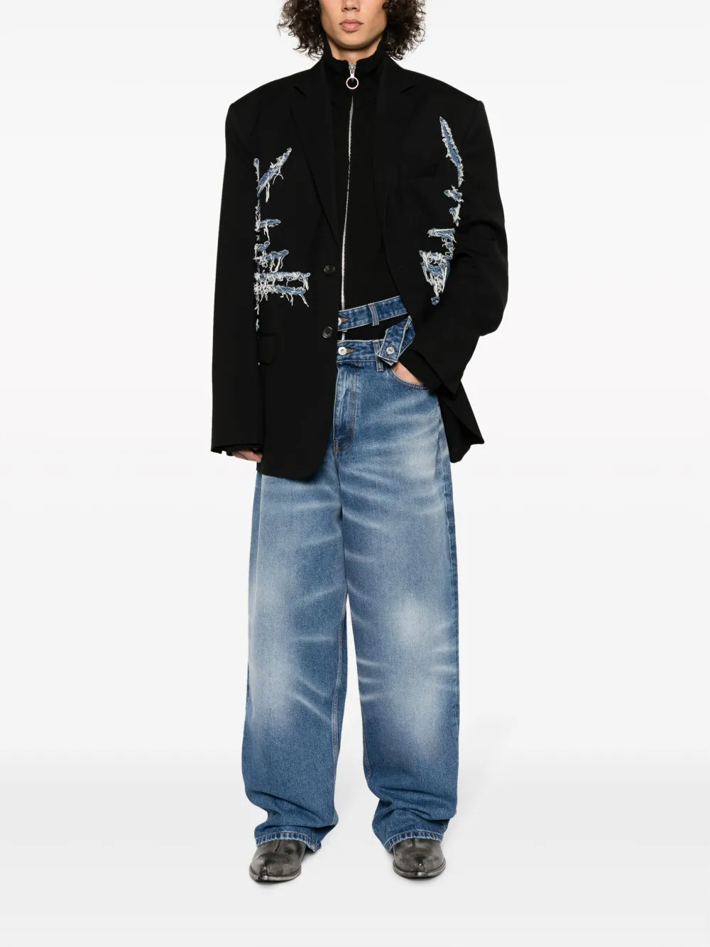 Y/Project washed wide-leg jeans - Blauw