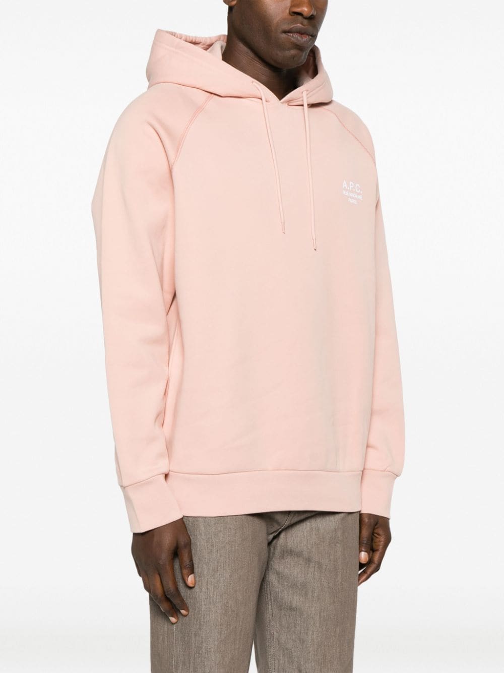 Shop Apc Oscar Logo-embroidered Cotton Hoodie In Pink