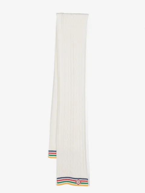 Casablanca striped cable-knit wool scarf