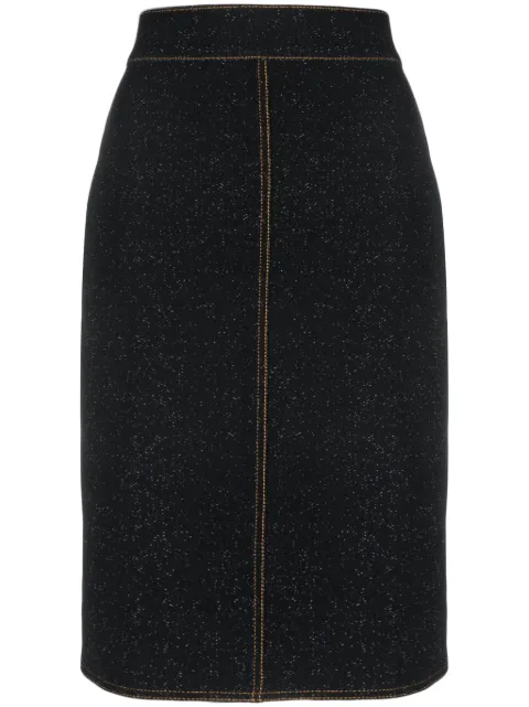 Alaïa high-waisted denim midi skirt