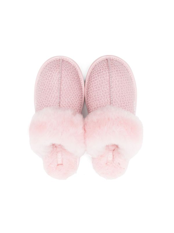 Girls Heart Faux Fur Slippers