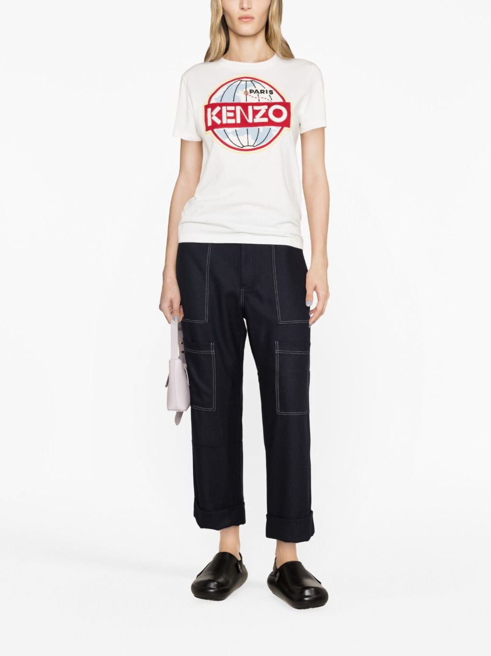 Shop Kenzo World Cotton T-shirt In White