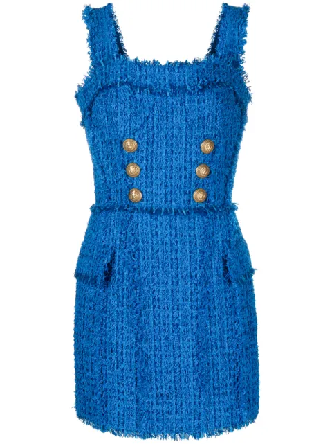 Balmain فستان ميني تويد بأزرار
