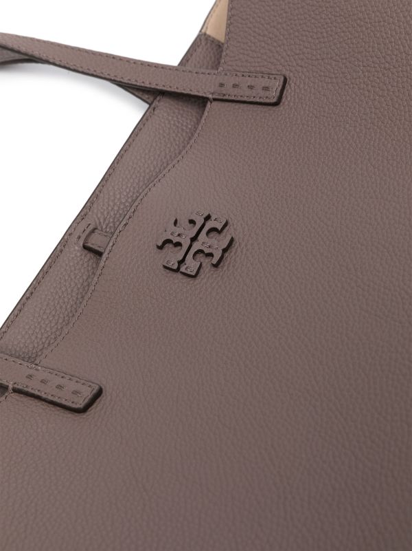 Tory Burch McGraw logo-plaque Leather Tote Bag | Grey | FARFETCH AO